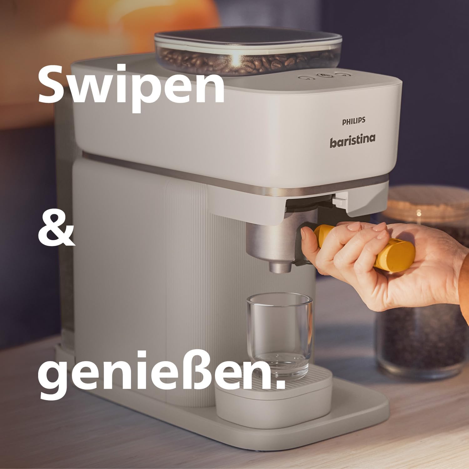 Philips Baristina Espressomaschine mit Milchaufschäumer, 16 Bar, Naturweiß
