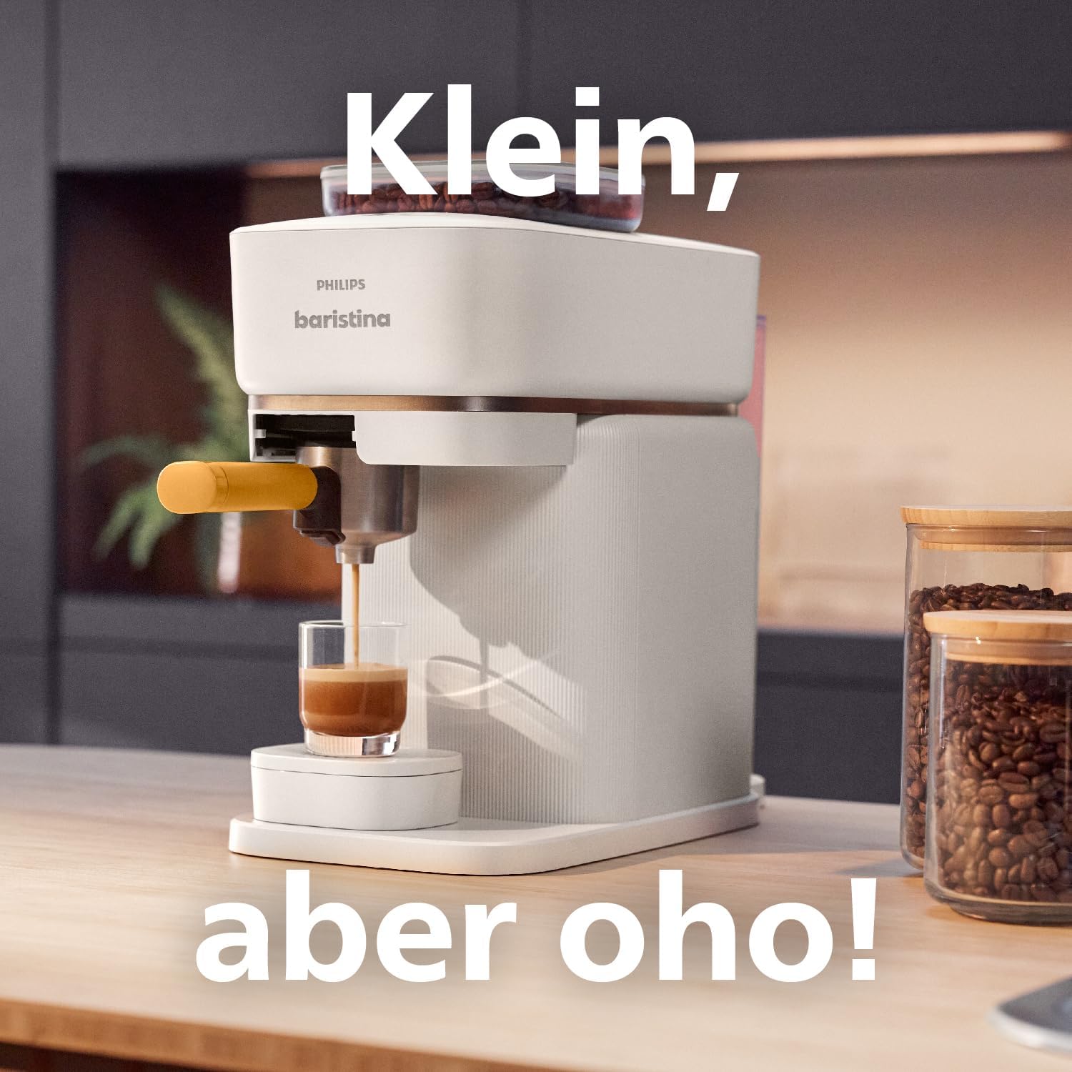 Philips Baristina Espressomaschine mit Milchaufschäumer, 16 Bar, Naturweiß